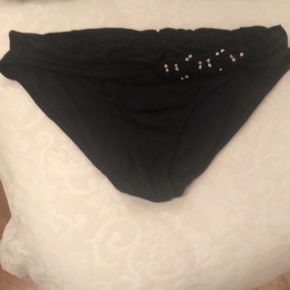 Badgley Mischka black bikini with studded trim. - Picture 2 of 8